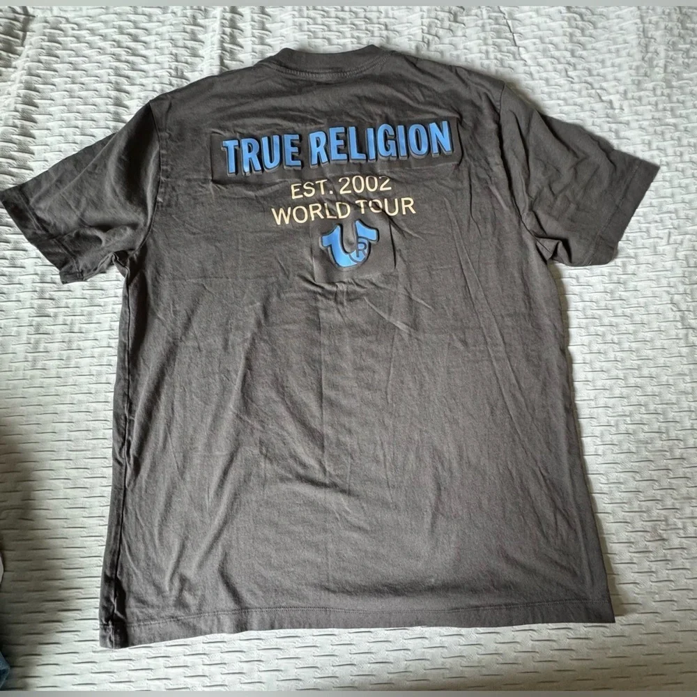 True Religion Grey Short Sleeve Tee with Logo XL